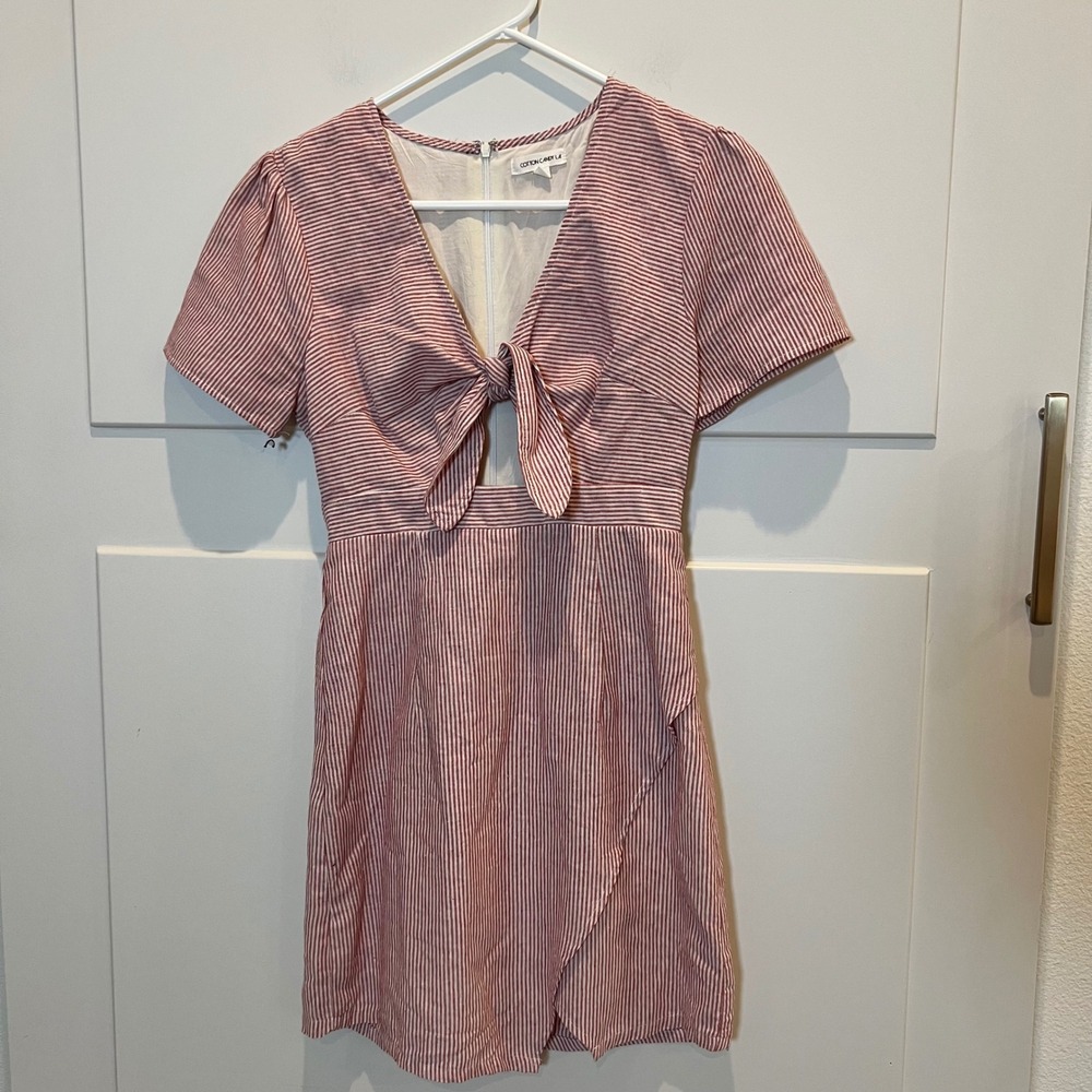Cotton Candy LA Striped Tie Front Mini‎ Dress Women's Small Short Sleeve Summer